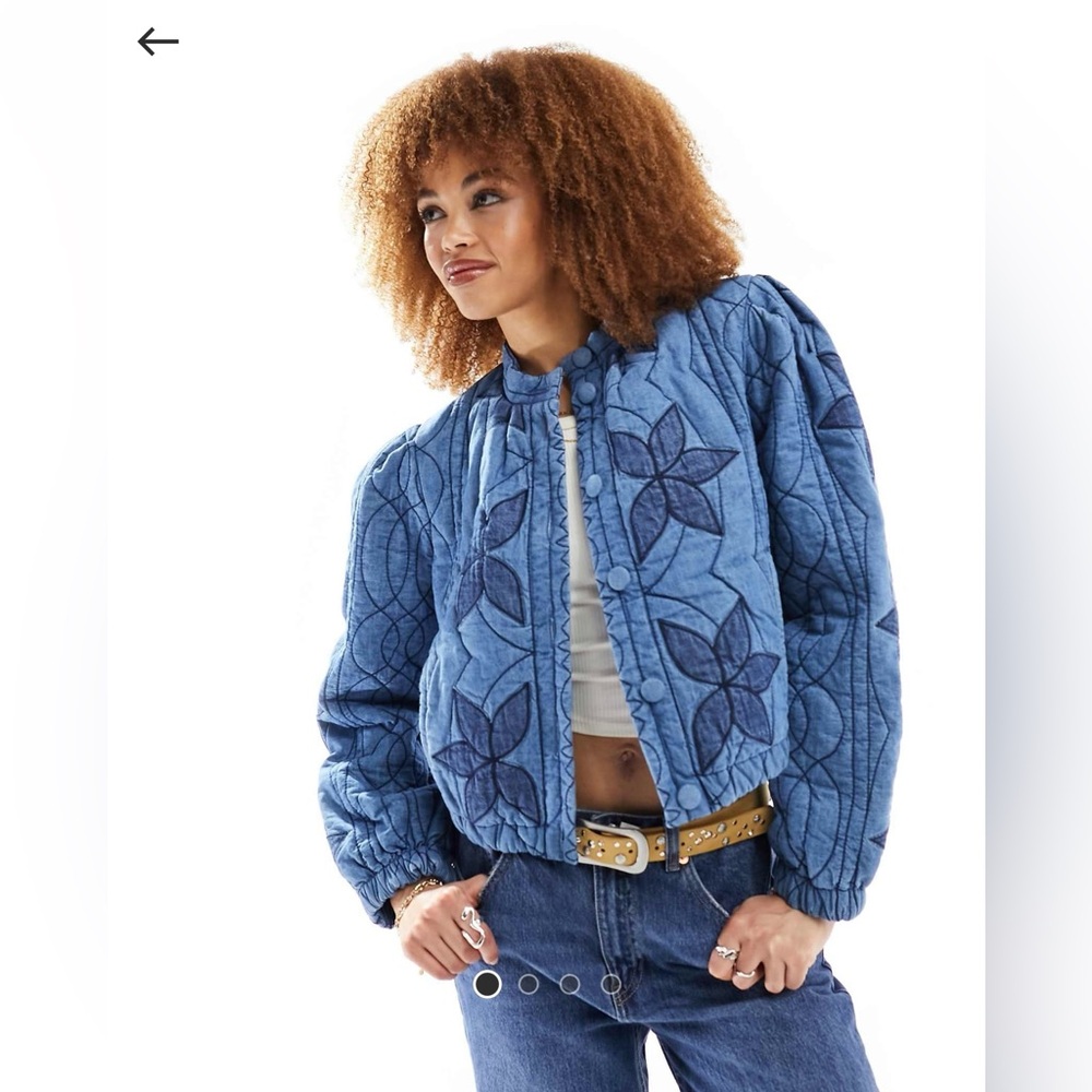 Free People quinn quilted patch insert denim jacket in blue
